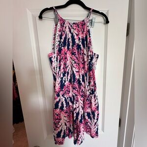 Lilly Pulitzer Gianni Shorts Romper Tie back Halter Size S Blue Pink 29210. NWOT